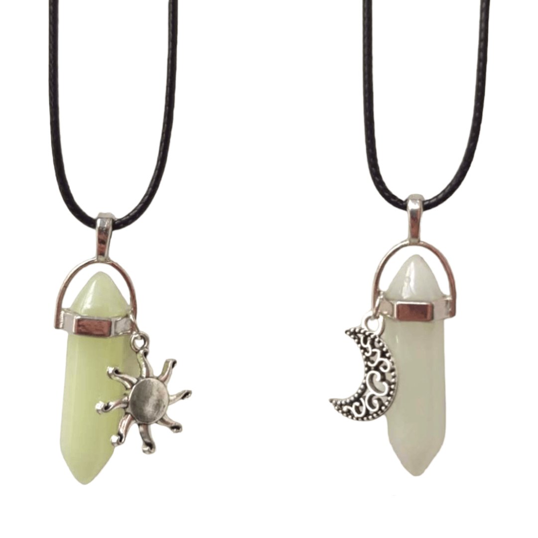 Collares Sol y Luna Luminosos Verde Azul - Diversa Colección