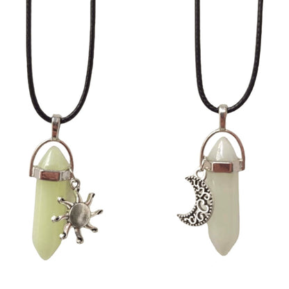 Collares Sol y Luna Luminosos Verde Azul - Diversa Colección