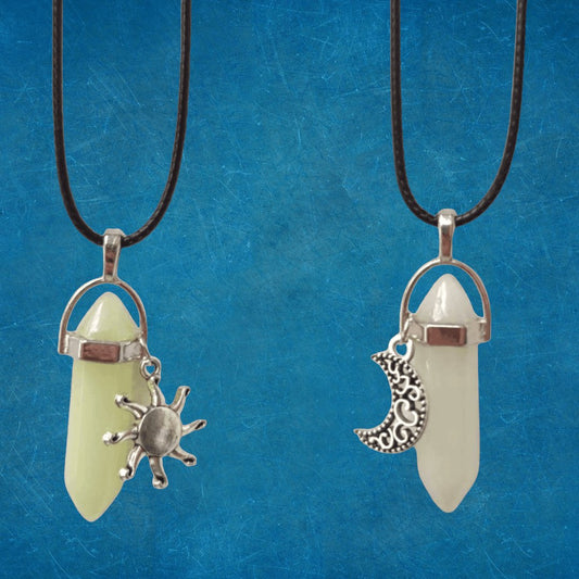 Collares Sol y Luna Luminosos Verde Azul - Diversa Colección