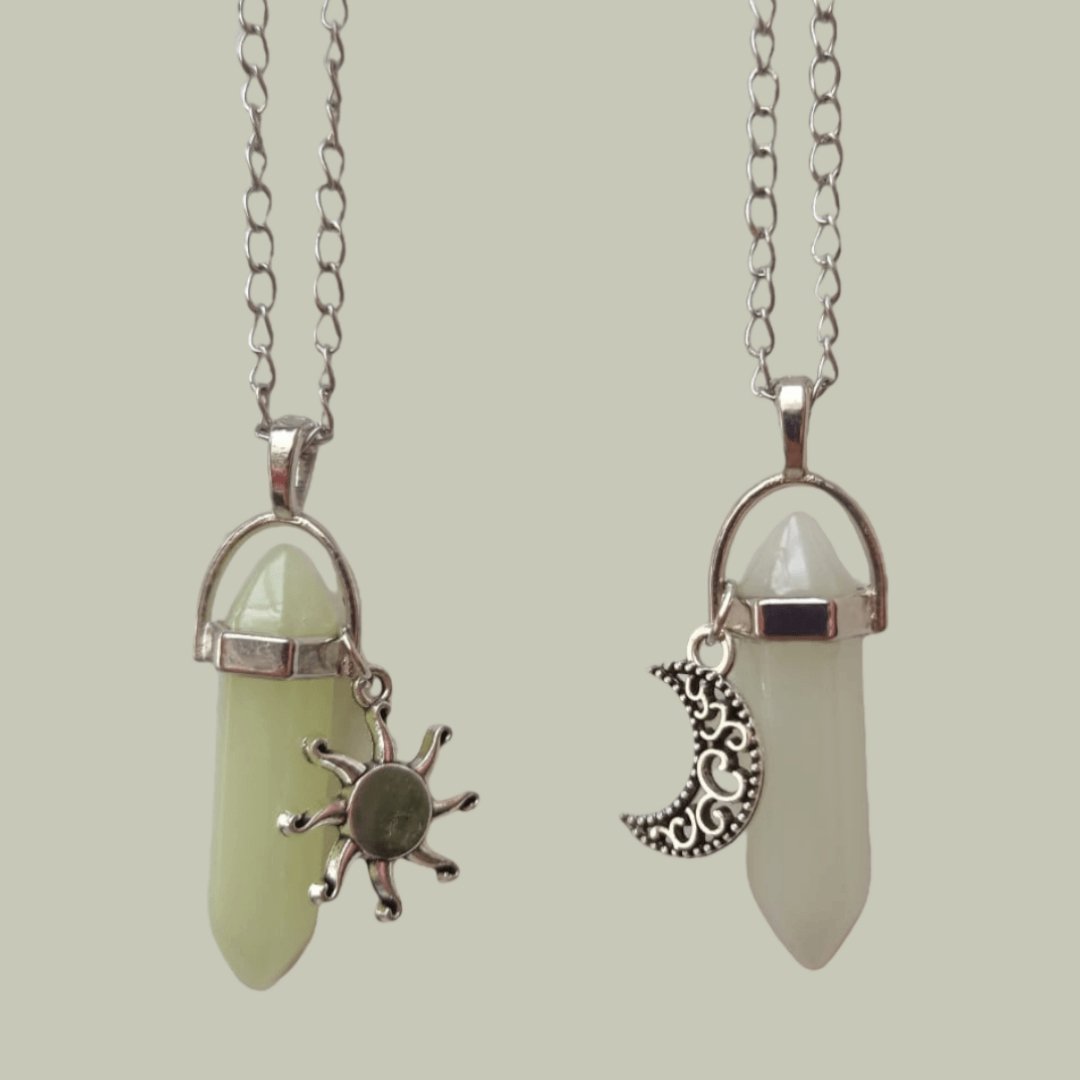 Collares Sol y Luna Luminosos Verde Azul - Diversa Colección