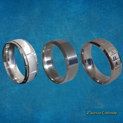 Combo 3 Anillos Acero - Diversa Colección