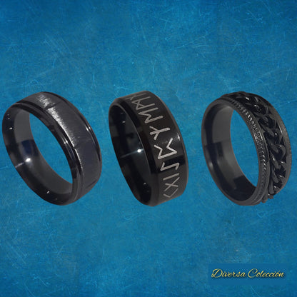 Combo 3 Anillos Acero - Diversa Colección
