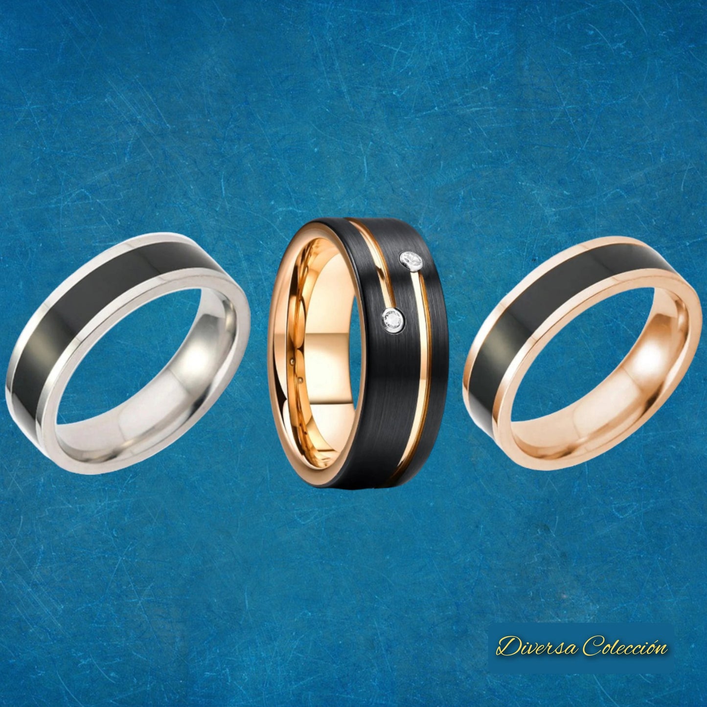 Combo 3 Anillos Acero - Diversa Colección