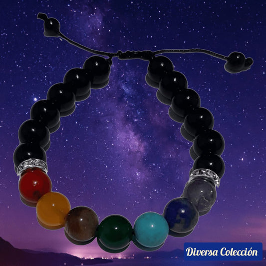 Pulsera 7 Chakras & Obsidiana - Diversa Colección