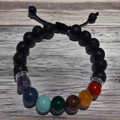 Pulsera 7 chakras & Piedra Volcánica - Diversa Colección