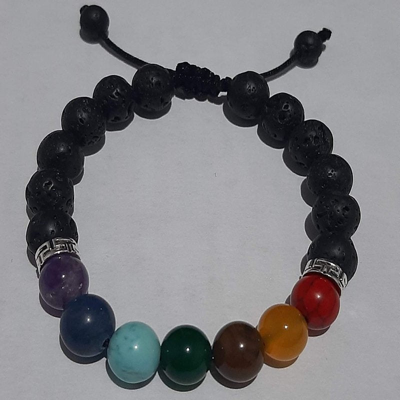 Pulsera 7 chakras & Piedra Volcánica - Diversa Colección