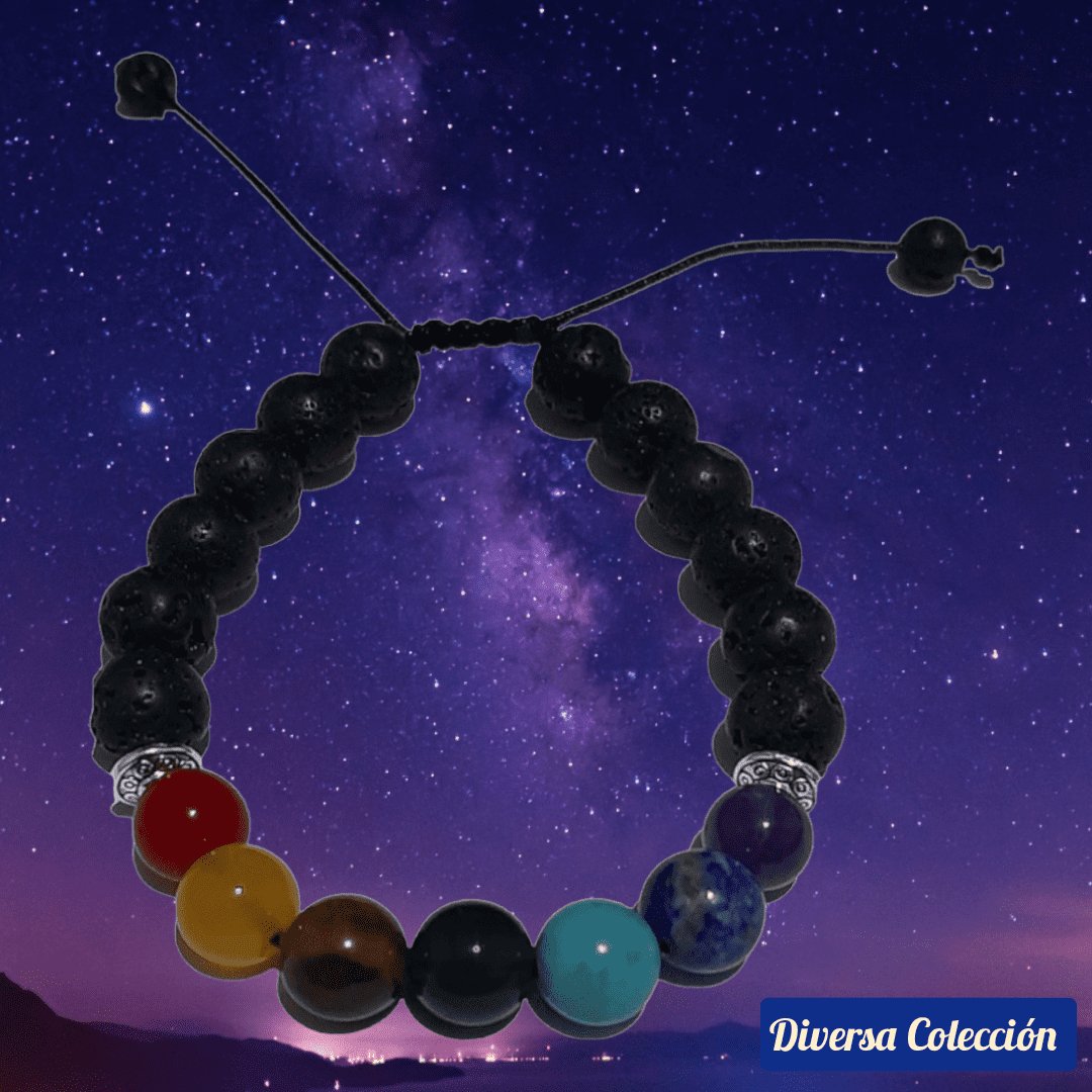 Pulsera 7 chakras & Piedra Volcánica - Diversa Colección