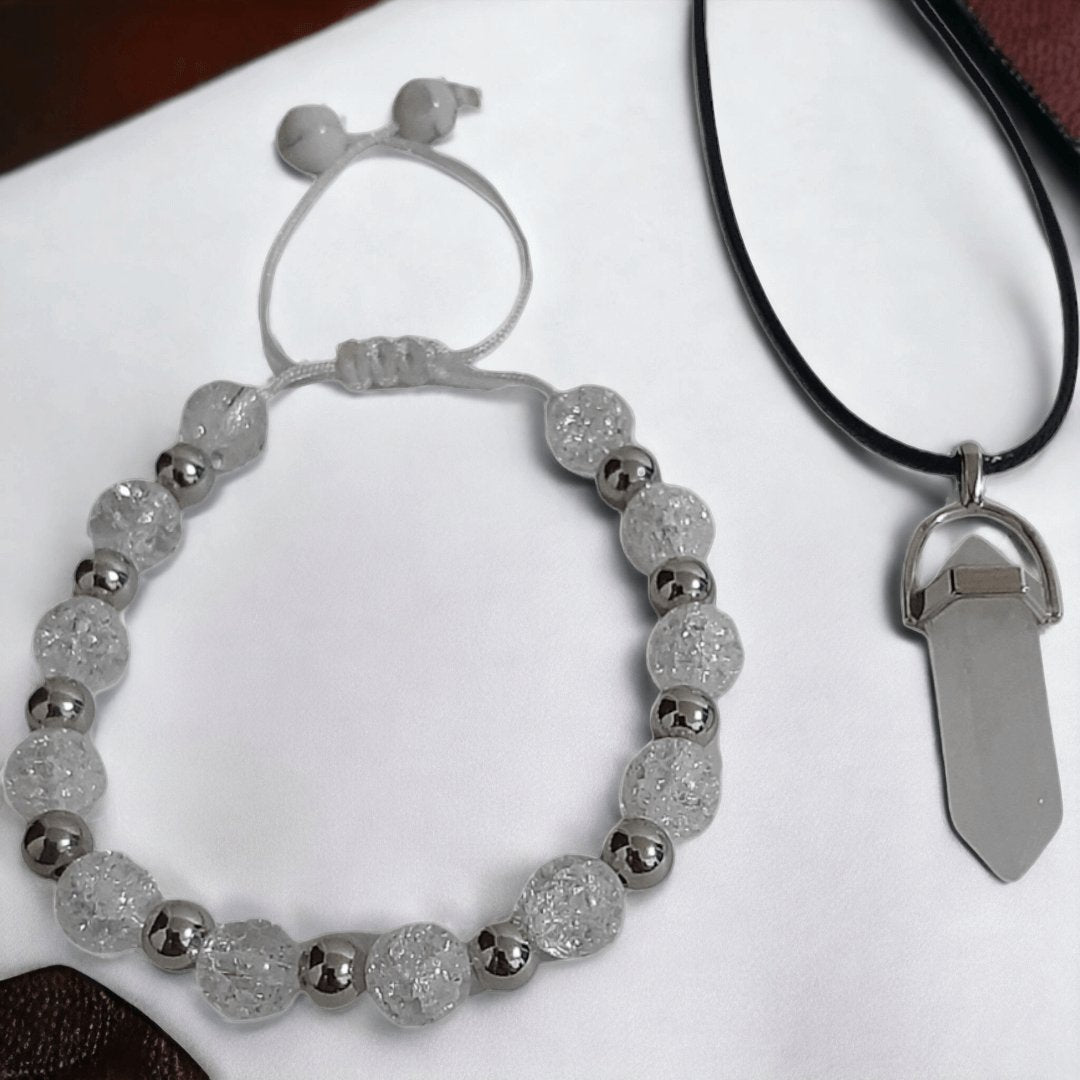 Pulsera + Collar Cuarzo Cristal - Diversa Colección