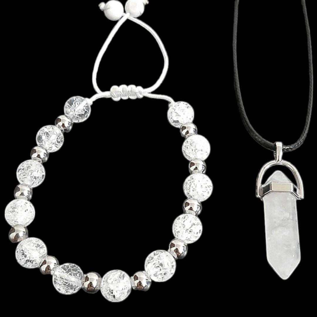 Pulsera + Collar Cuarzo Cristal - Diversa Colección