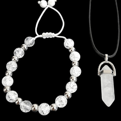 Pulsera + Collar Cuarzo Cristal - Diversa Colección