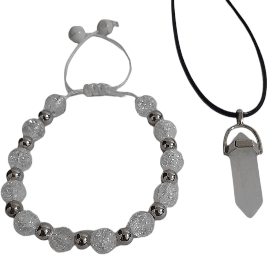 Pulsera + Collar Cuarzo Cristal - Diversa Colección