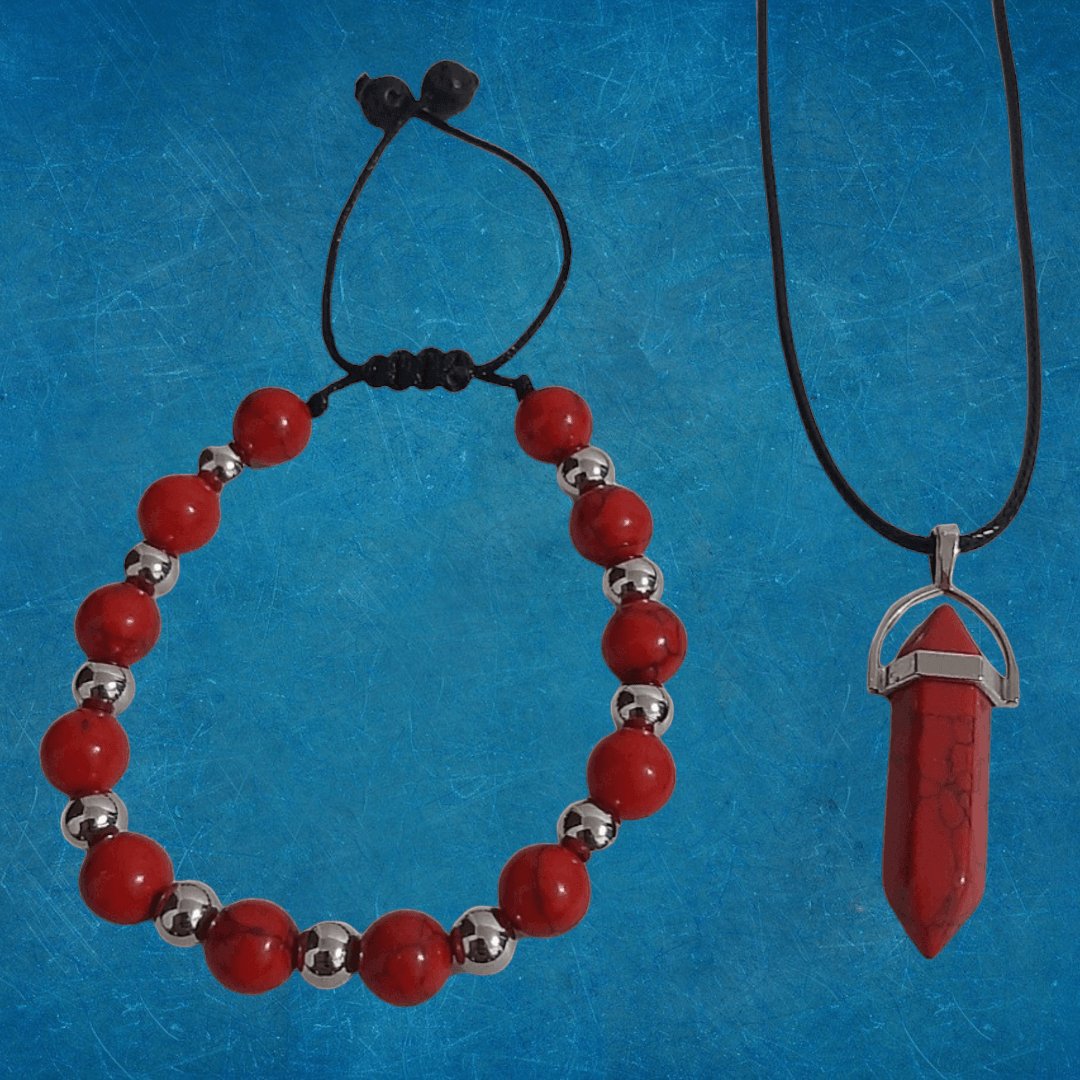 Pulsera + Collar Cuarzo Rojo - Diversa Colección