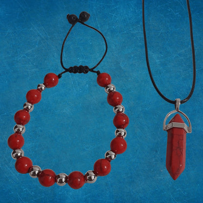 Pulsera + Collar Cuarzo Rojo - Diversa Colección