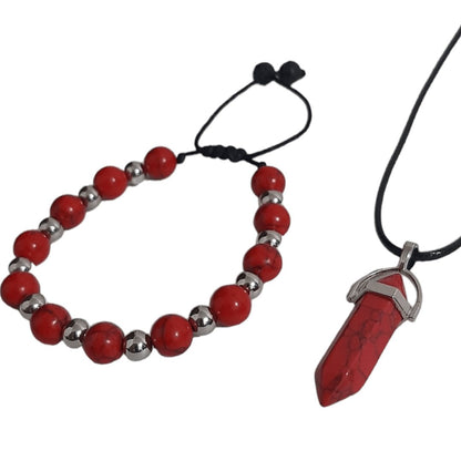 Pulsera + Collar Cuarzo Rojo - Diversa Colección