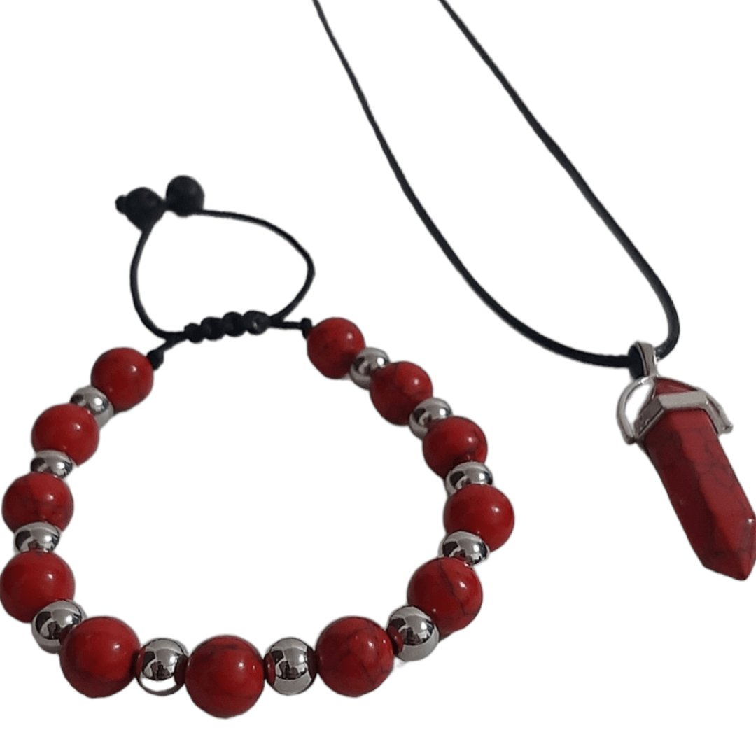 Pulsera + Collar Cuarzo Rojo - Diversa Colección