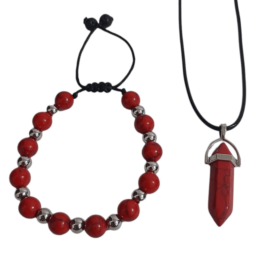 Pulsera + Collar Cuarzo Rojo - Diversa Colección
