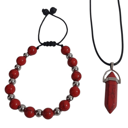 Pulsera + Collar Cuarzo Rojo - Diversa Colección