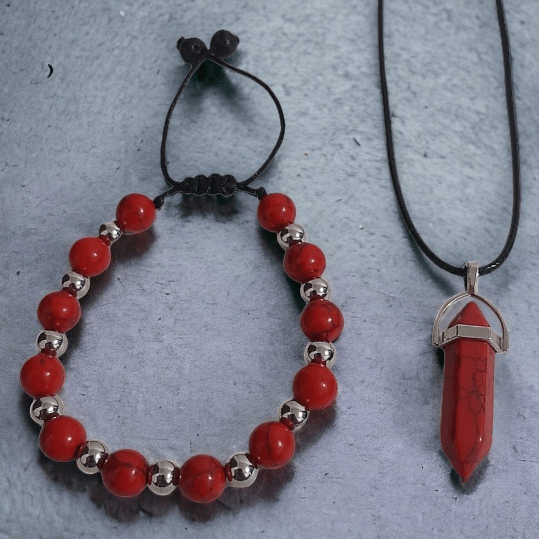 Pulsera + Collar Cuarzo Rojo - Diversa Colección