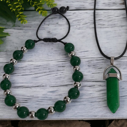 Pulsera + Collar Cuarzo Verde - Diversa Colección