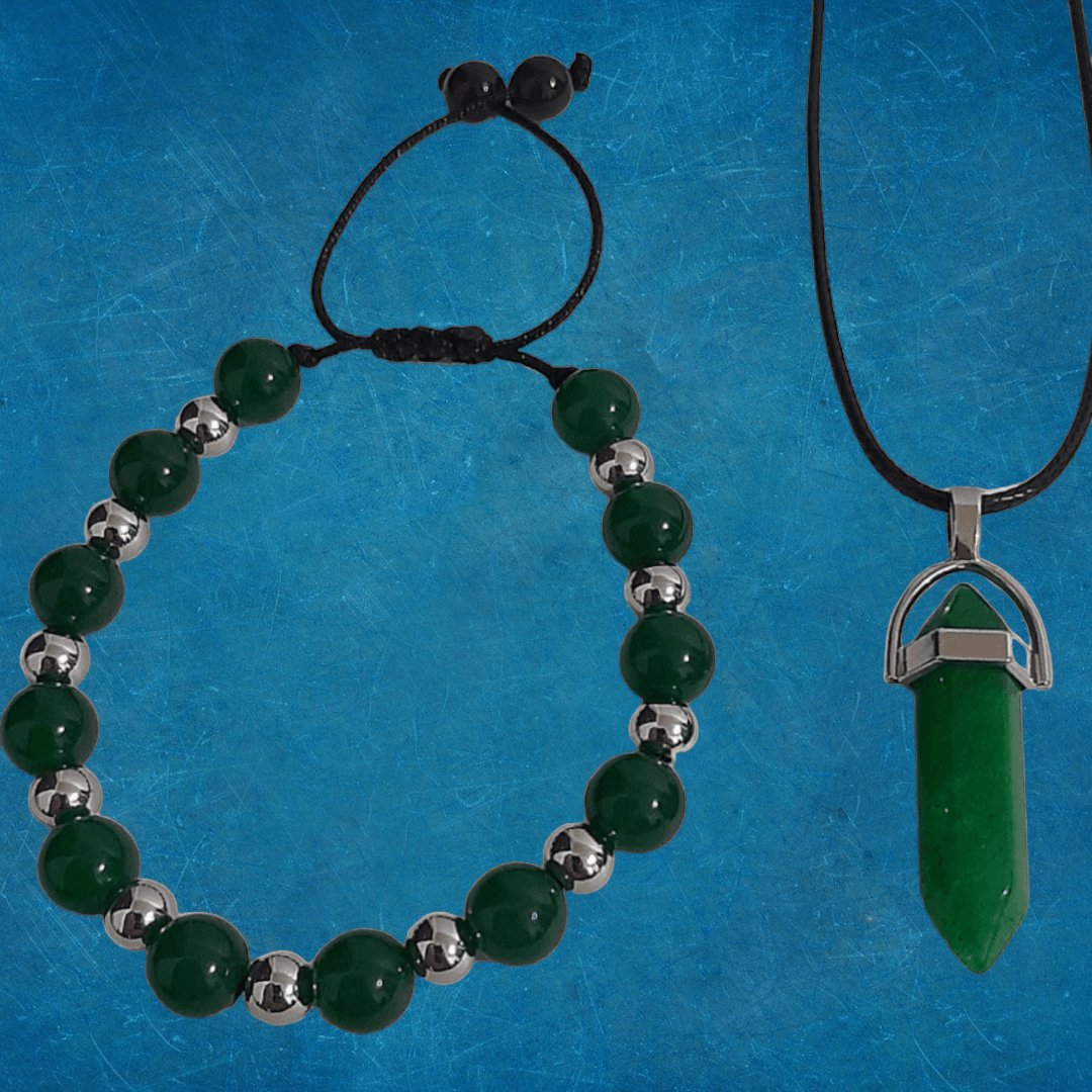 Pulsera + Collar Cuarzo Verde - Diversa Colección