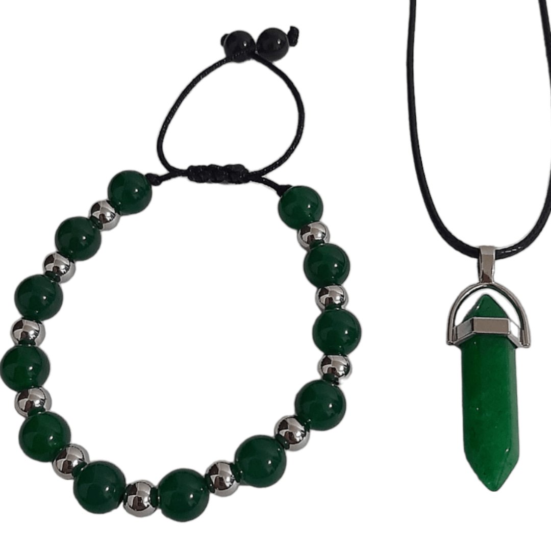 Pulsera + Collar Cuarzo Verde - Diversa Colección
