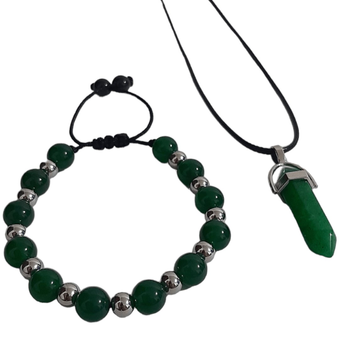 Pulsera + Collar Cuarzo Verde - Diversa Colección