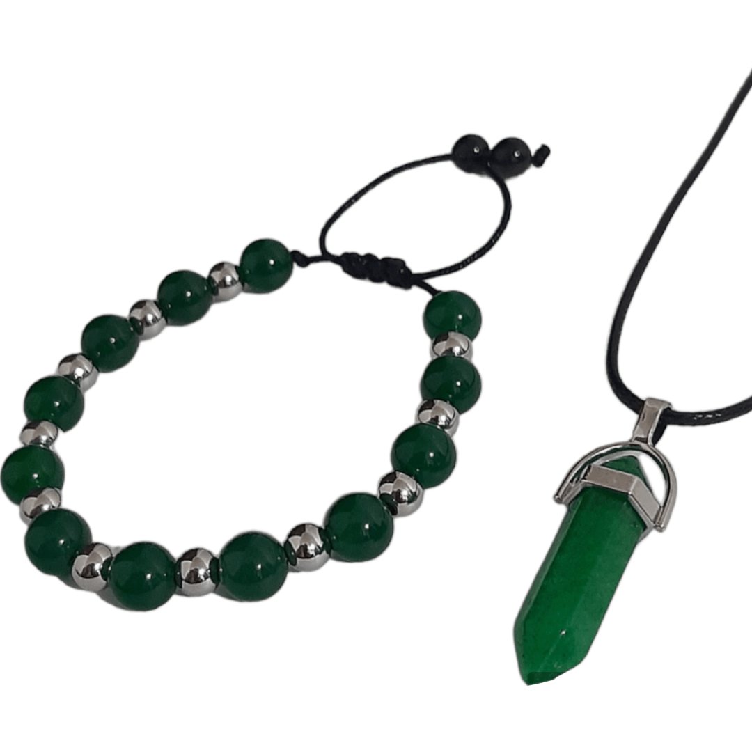 Pulsera + Collar Cuarzo Verde - Diversa Colección