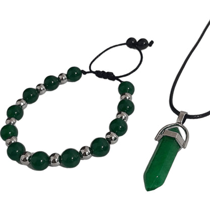 Pulsera + Collar Cuarzo Verde - Diversa Colección