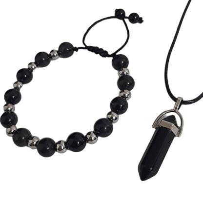 Pulsera + Collar Obsidiana - Diversa Colección