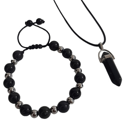 Pulsera + Collar Obsidiana - Diversa Colección