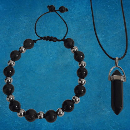 Pulsera + Collar Obsidiana - Diversa Colección