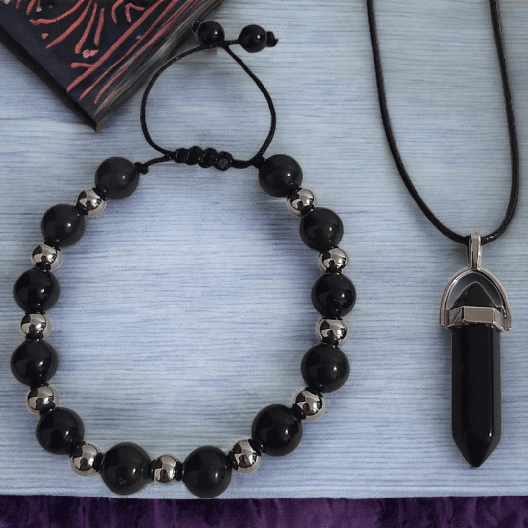 Pulsera + Collar Obsidiana - Diversa Colección
