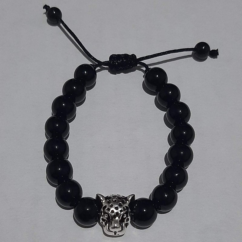 Pulsera Leopardo Piedra Obsidiana - Diversa Colección