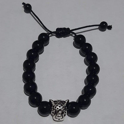 Pulsera Leopardo Piedra Obsidiana - Diversa Colección