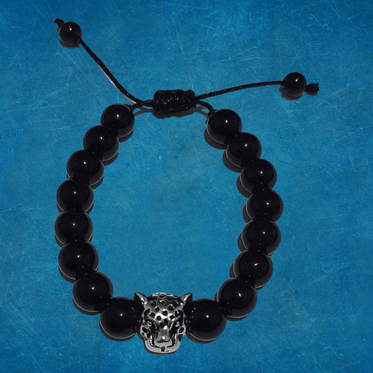 Pulsera Leopardo Piedra Obsidiana - Diversa Colección